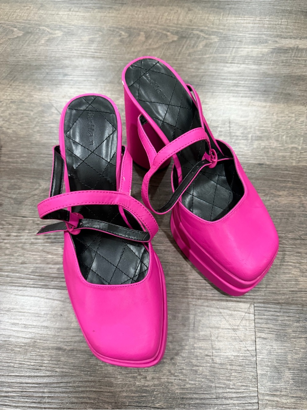 Bershka Hot Pink Platform Mary Jane Heels